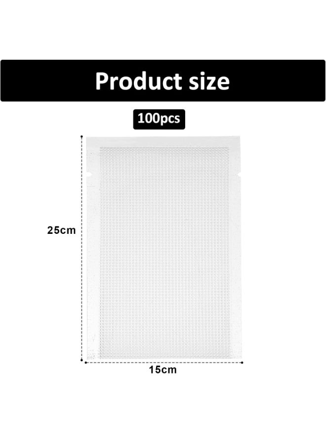 LYNLYN 100 Pieces Small Vacuum Sealer Bags for Food Storage, Clear Plastic Flat Pouches with Tear Notch, Heat Sealable Food Packaging Bags（15x25cm） - Image 2
